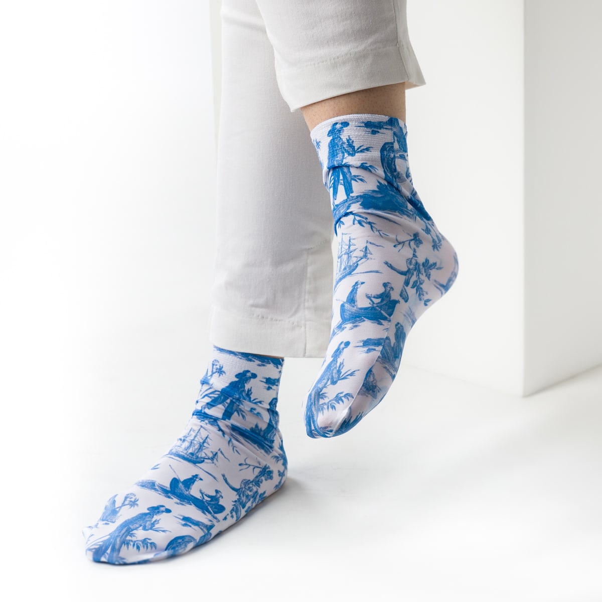 CHAUSETTES "PAUL ET VIRGINIE" BLEU