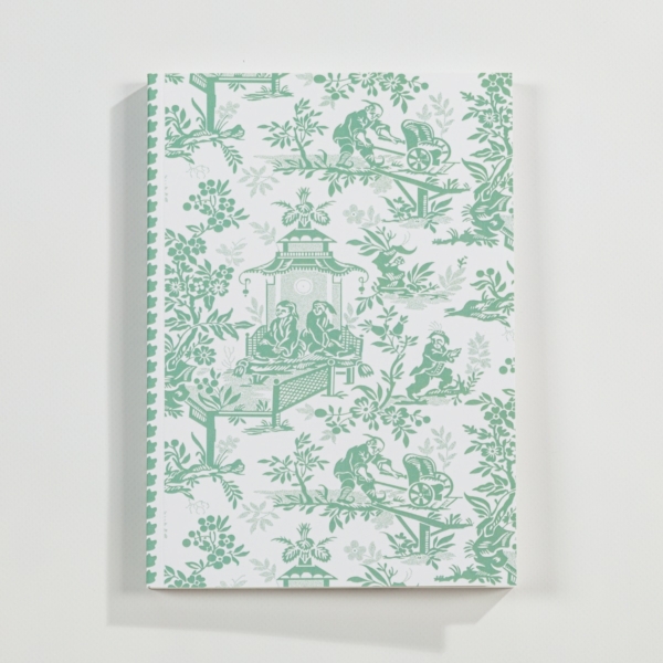 CARNET BROCHE A5 "LE CHINOIS A LA BROUETTE" CELADON