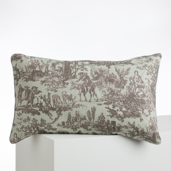 COUSSIN 30/50 "LE MEUNIER SON FILS ET L'ANE"  CELADON
