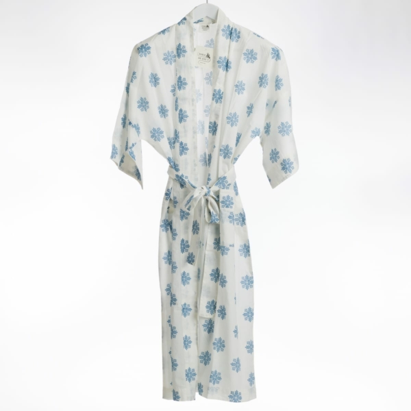 KIMONO "ROSACES" - BLEU ALLURE