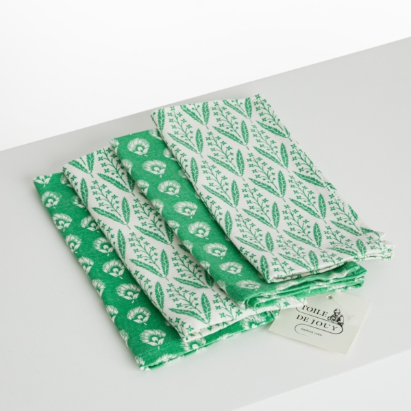 SERVIETTES DE TABLE /4  "CHARDONS"-"EPIS" - VERT PRAIRIE