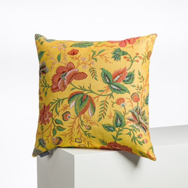 COUSSIN 48X48 "FLEURS STYLISEES" JAUNE