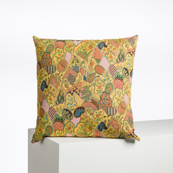 COUSSIN 48X48 "IMBRIQUE CHINOIS" JAUNE