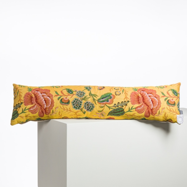 COUSSIN TISSE 22X88 "FLEURS STYLISEES" JAUNE