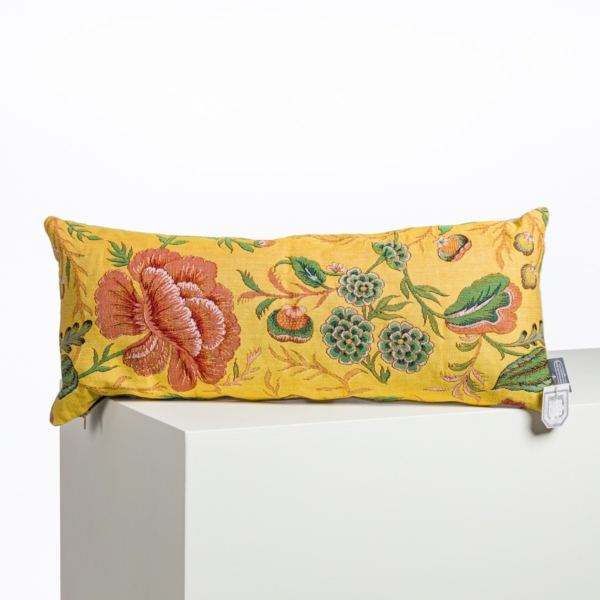 COUSSIN TISSE 22X58 "FLEURS STYLISEES" JAUNE