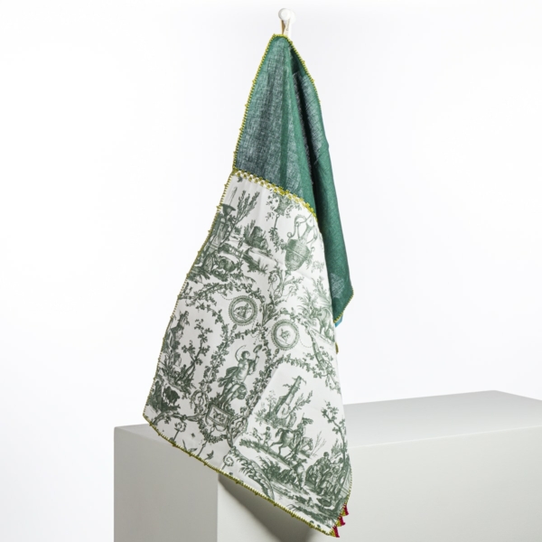 GRAND TORCHON BRODE "LIBERTE AMERICAINE" VERT EMPIRE