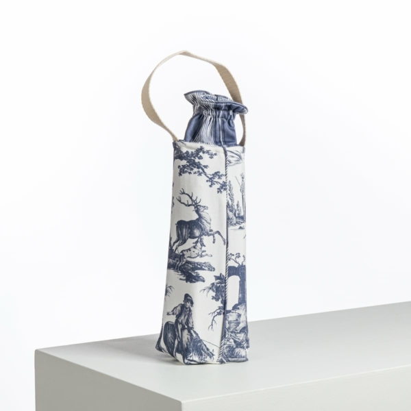 SAC BOUTEILLE  ISOTHERME "LES PLAISIRS DE LA CAMPAGNE" BLEU