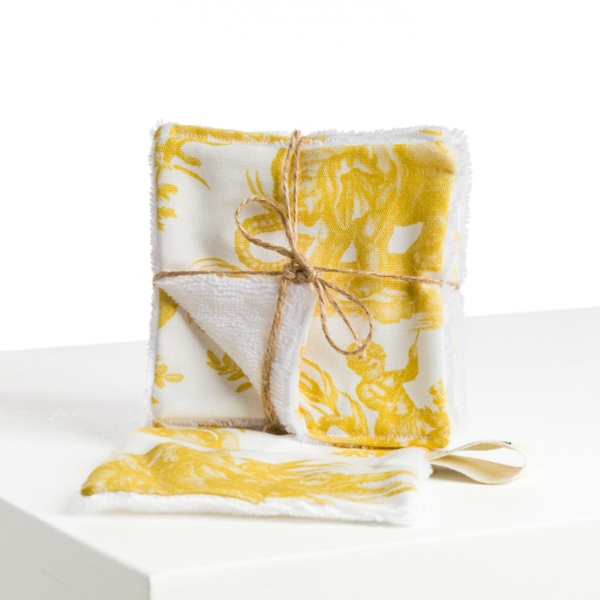 SEMAINIER DE LINGETTES "4 PARTIES DU MONDE" JAUNE BOUTON D'OR
