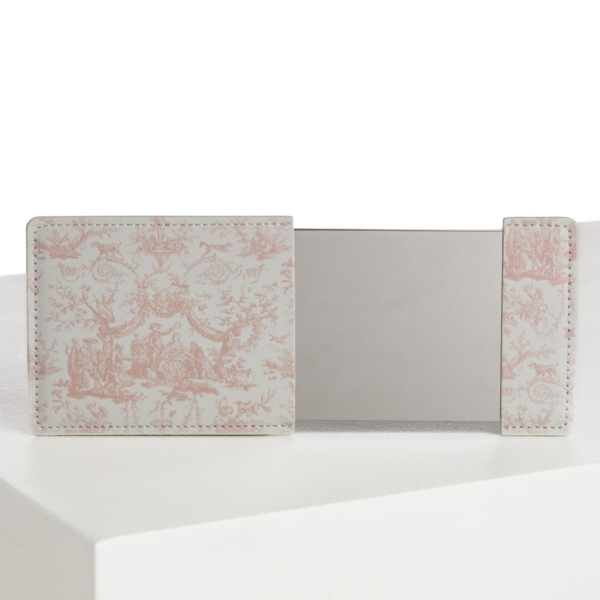 MIROIR DE POCHE "COURONNEMENT DE LA ROSIERE" ROSE POUDRE