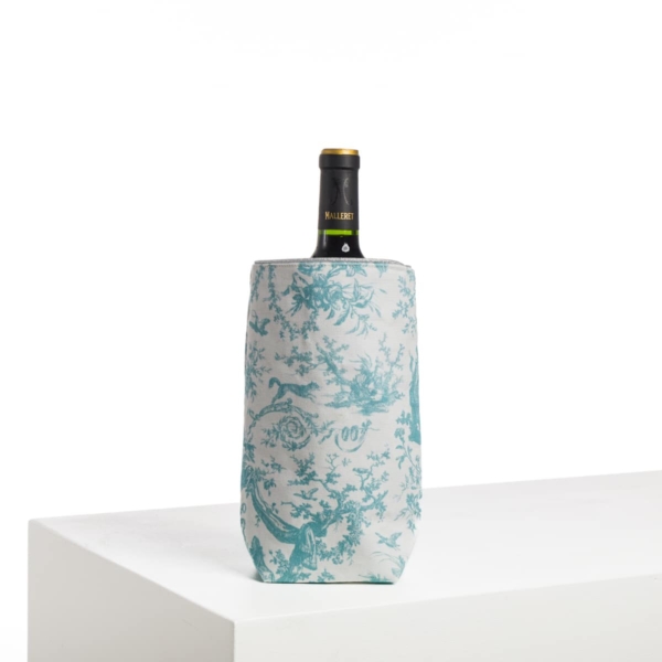 HOUSSE BOUTEILLE DECO "COURONNEMENT DE LA ROSIERE"  BLEU LAGON