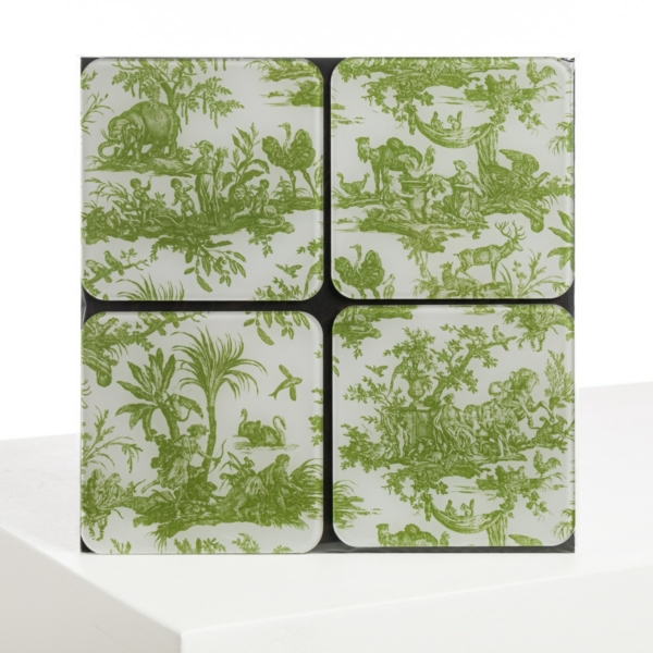SOUS-VERRES /4  "4 PARTIES DU MONDE"  VERT JUNGLE