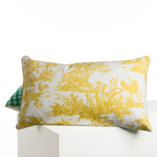 COUSSIN "4 PARTIES DU MONDE" JAUNE BOUTON D'OR