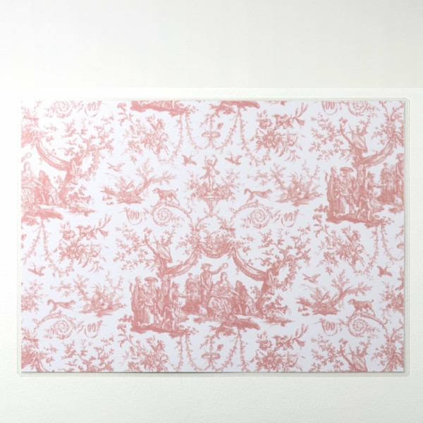 SET DE TABLE PLASTIFIE "COURONNEMENT DE LA ROSIERE" ROSE POUDRE