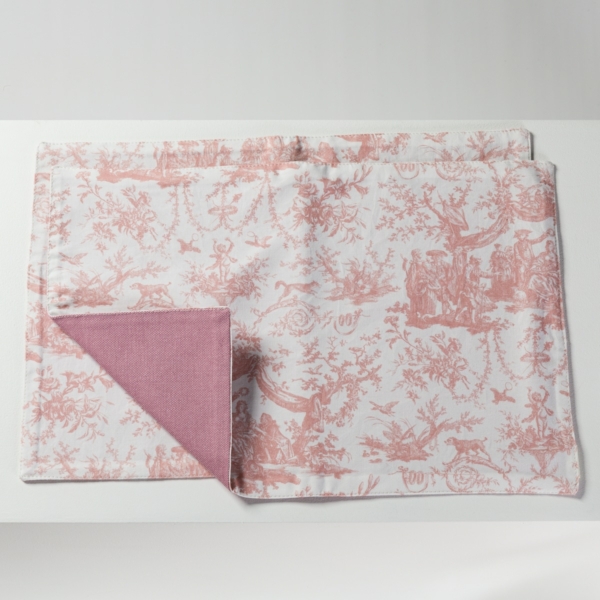SET DE TABLE /2 "COURONNEMENT DE LA ROSIERE" ROSE POUDRE
