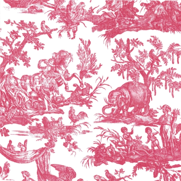 Motif de toile bleue représentant des personnes, des animaux et des scènes de la nature, comme un éléphant, des personnages en tenue classique, des oiseaux et des arbres, le tout illustré dans un style vintage et détaillé. Tous ces éléments sont illustrés dans un style vintage détaillé. Produit : XCOMM_TE A TETE 4 PARTIES BLEU. la marque Toile de Jouy